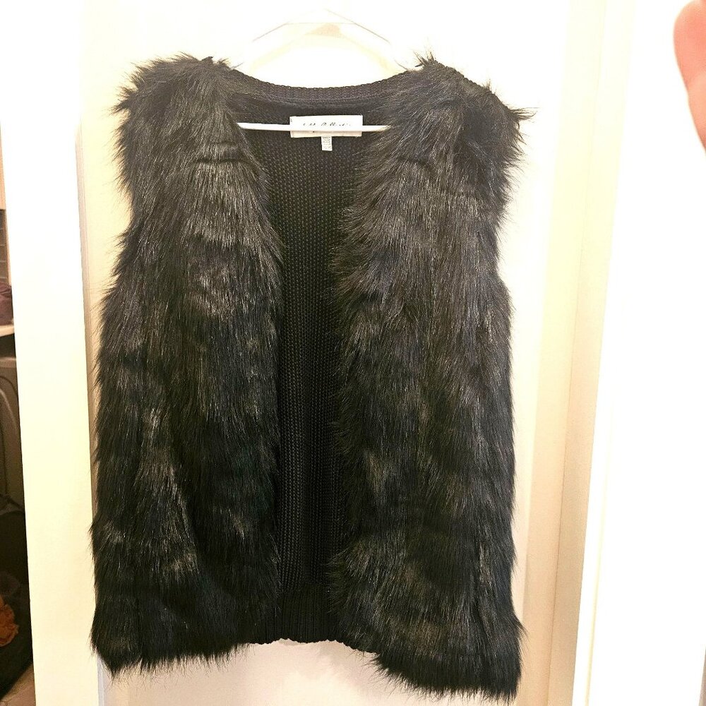 Sebby Collection Black Faux Fur knit  Vest  XL